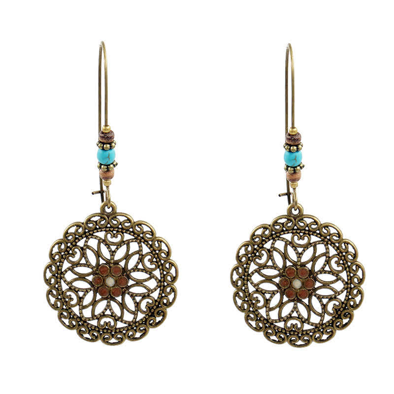 Copper Spiritual Earrings With Flower Design for Luck & Abundance