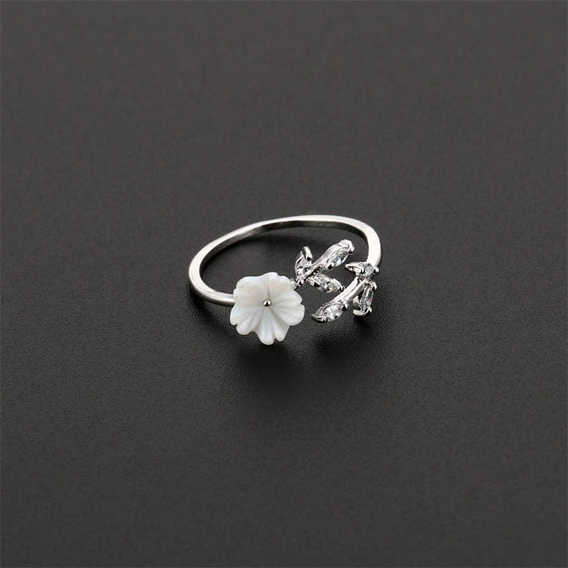 Unisex-Glücksring aus Kupfer mit Pflaumenblütenblattmuster