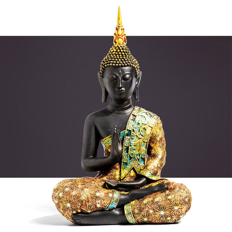 Tibetische Buddha-Statue, Kunstharz, Feng Shui, Heimdekoration, 14 x 20 cm
