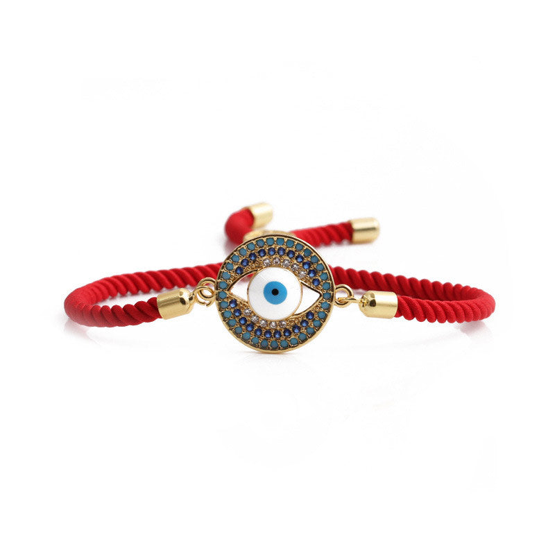 Adjustable Evil Eye Protection Bracelet with Red String and Copper