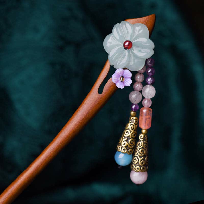 Red Sandalwood Amethyst Aventurine Protection Hairpin Chinese Style