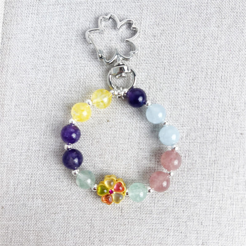 Amethyst Citrin Erdbeerquarz Schlüsselanhänger
