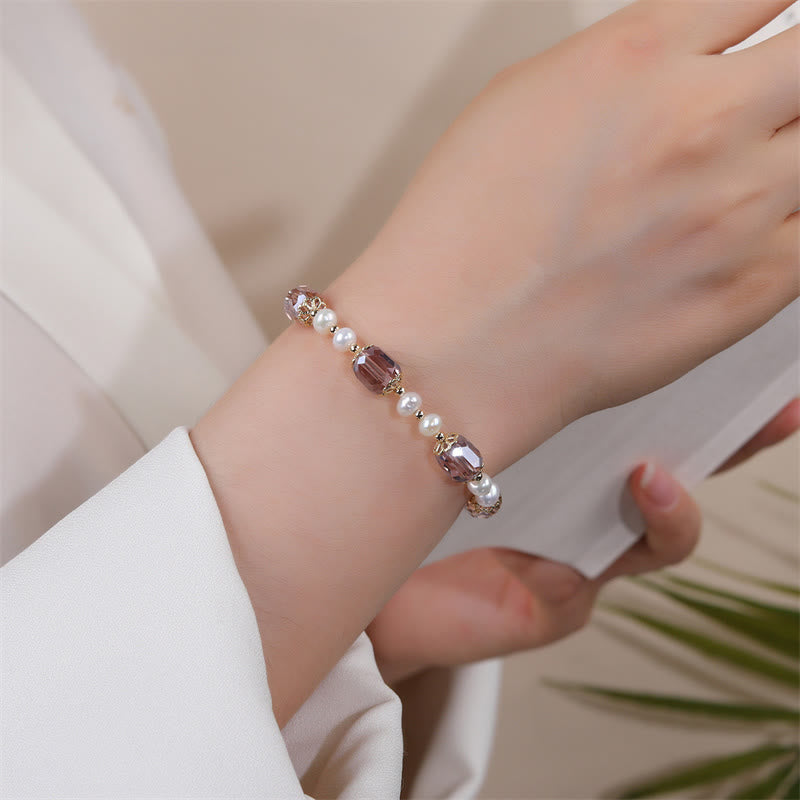 Amethyst-Perlen-Peace-Heilungsarmband, 14–16 cm Handgelenk
