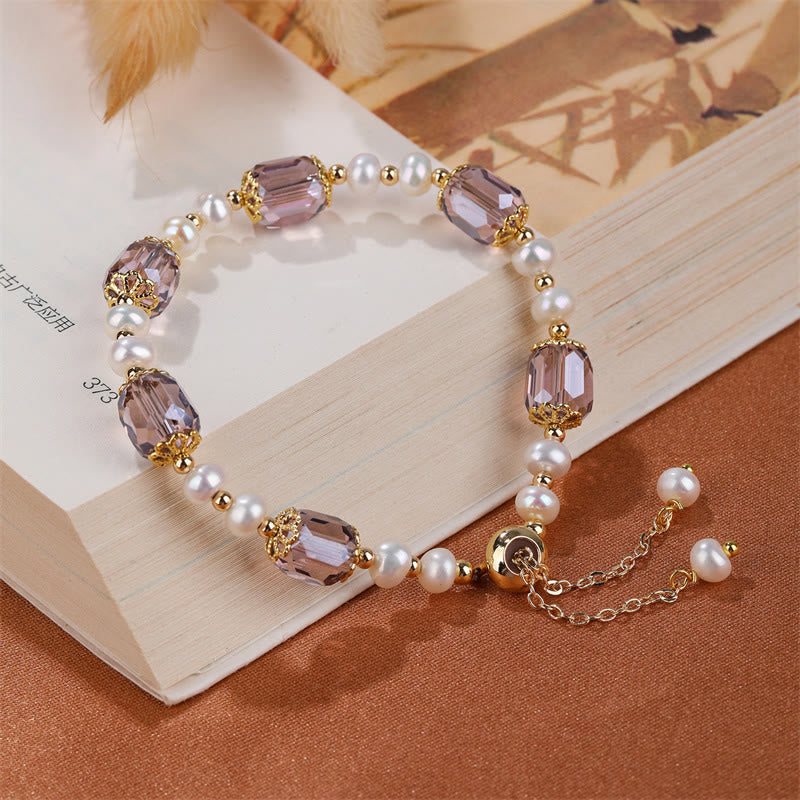 Amethyst-Perlen-Peace-Heilungsarmband, 14–16 cm Handgelenk