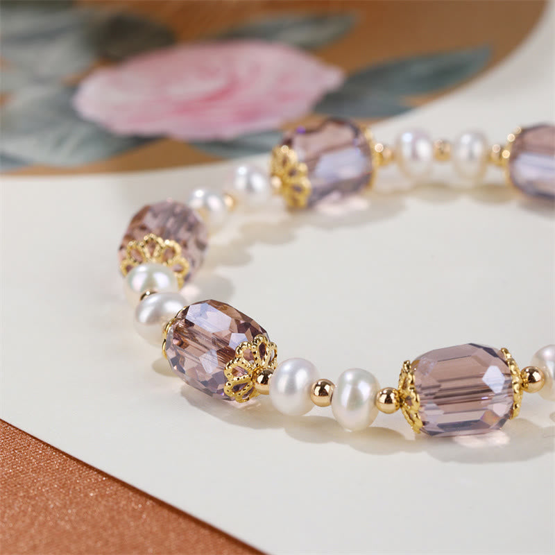 Amethyst-Perlen-Peace-Heilungsarmband, 14–16 cm Handgelenk