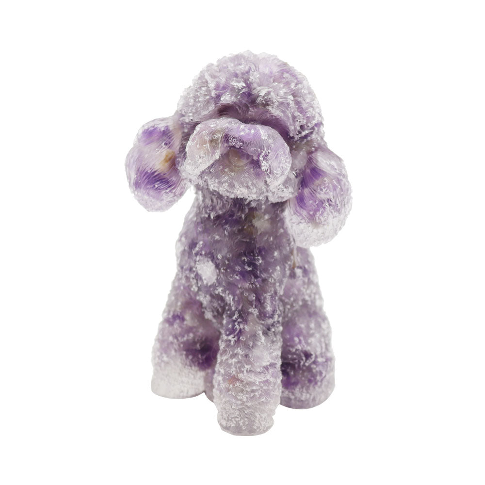 Amethyst Harz Toy Pudel Figur 2-Zoll Kristall Hund