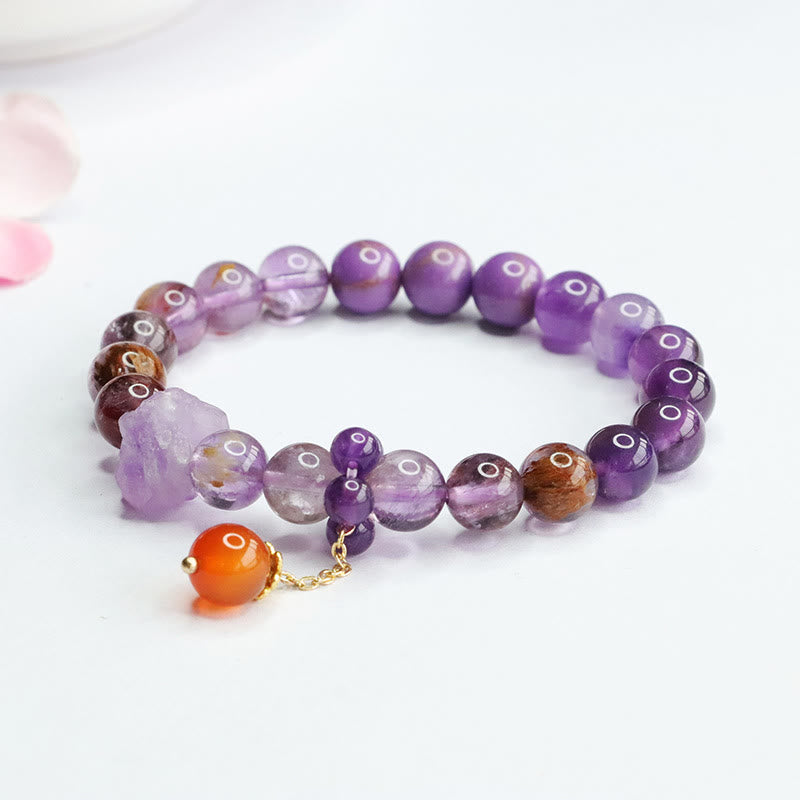 Amethyst-Armband mit spirituellem Bewusstsein, 7–8 mm Perlen