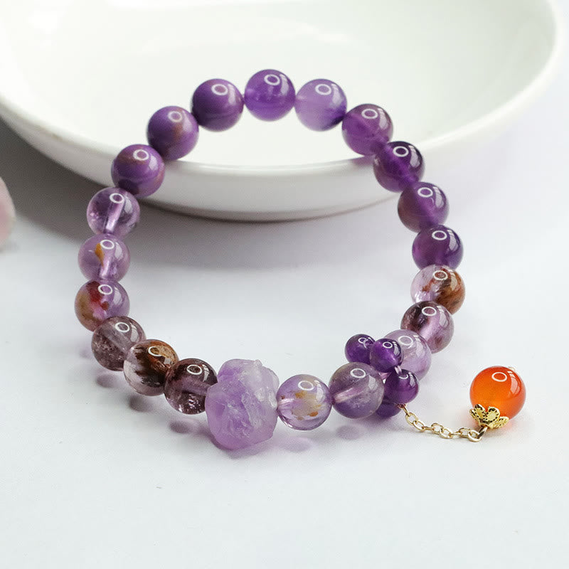 Amethyst-Armband mit spirituellem Bewusstsein, 7–8 mm Perlen