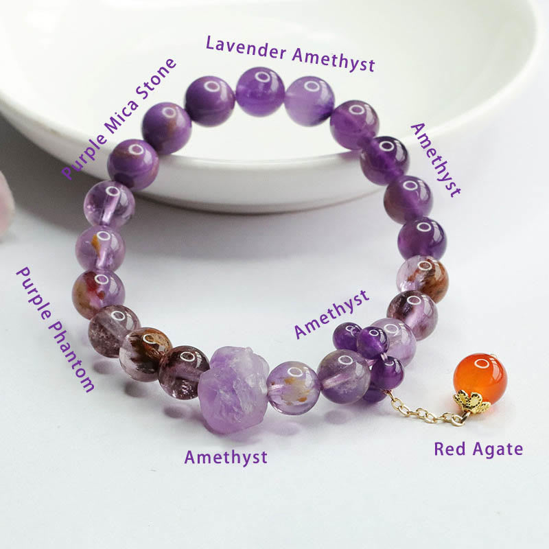 Amethyst-Armband mit spirituellem Bewusstsein, 7–8 mm Perlen