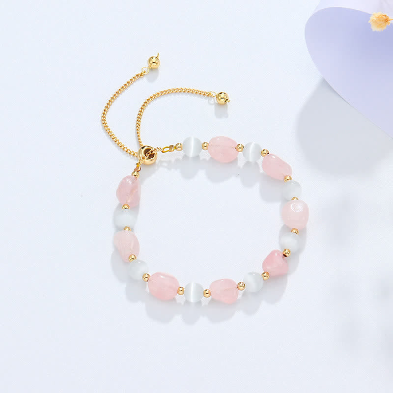Amethyst-Armband mit spirituellem Bewusstsein, rosa Kristall und Quarz