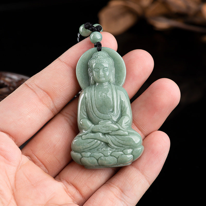 Amitabha Buddha Jade Amulett Halskette Mitgefühl Symbol