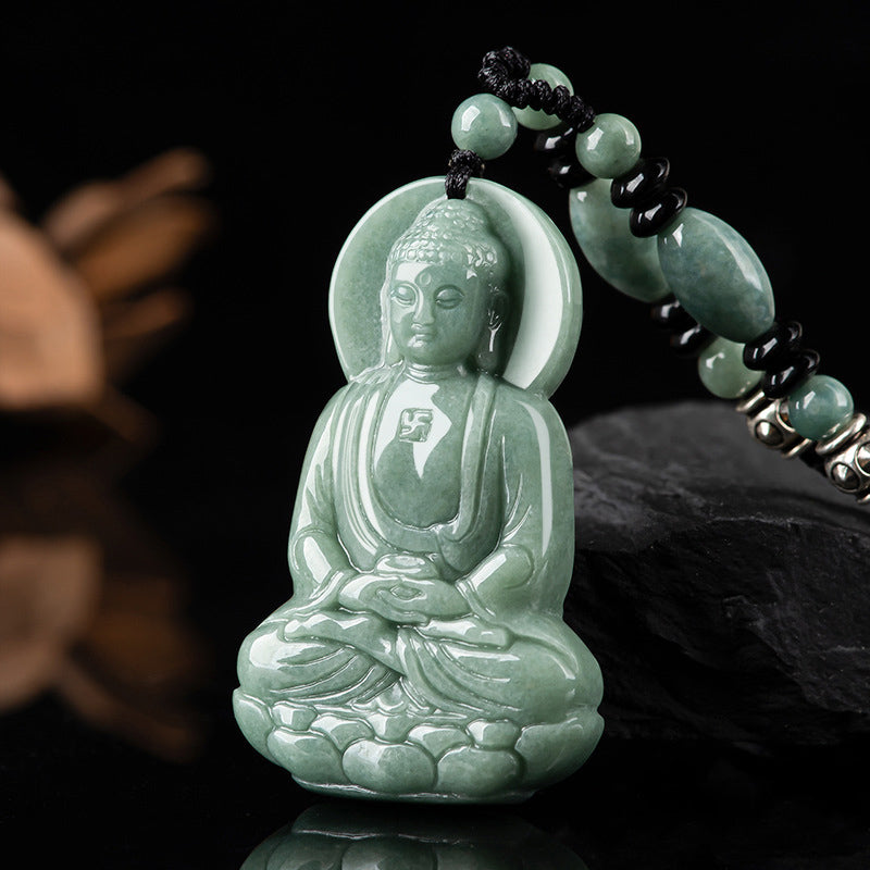 Amitabha Buddha Jade Amulett Halskette Mitgefühl Symbol