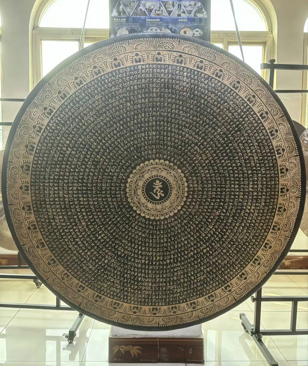 Ancient Chau Gong for Sound Healing with intricate patterns and engravings