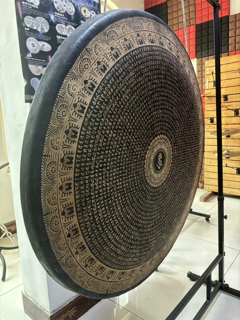 Ornate Ancient Chau Gong featuring intricate traditional patterns for sound healing