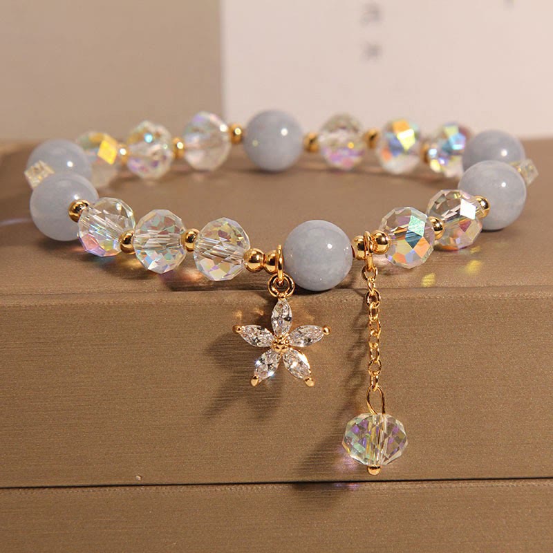 Aquamarin Armband Natur 14-16cm Handgelenk Peace Schmuck