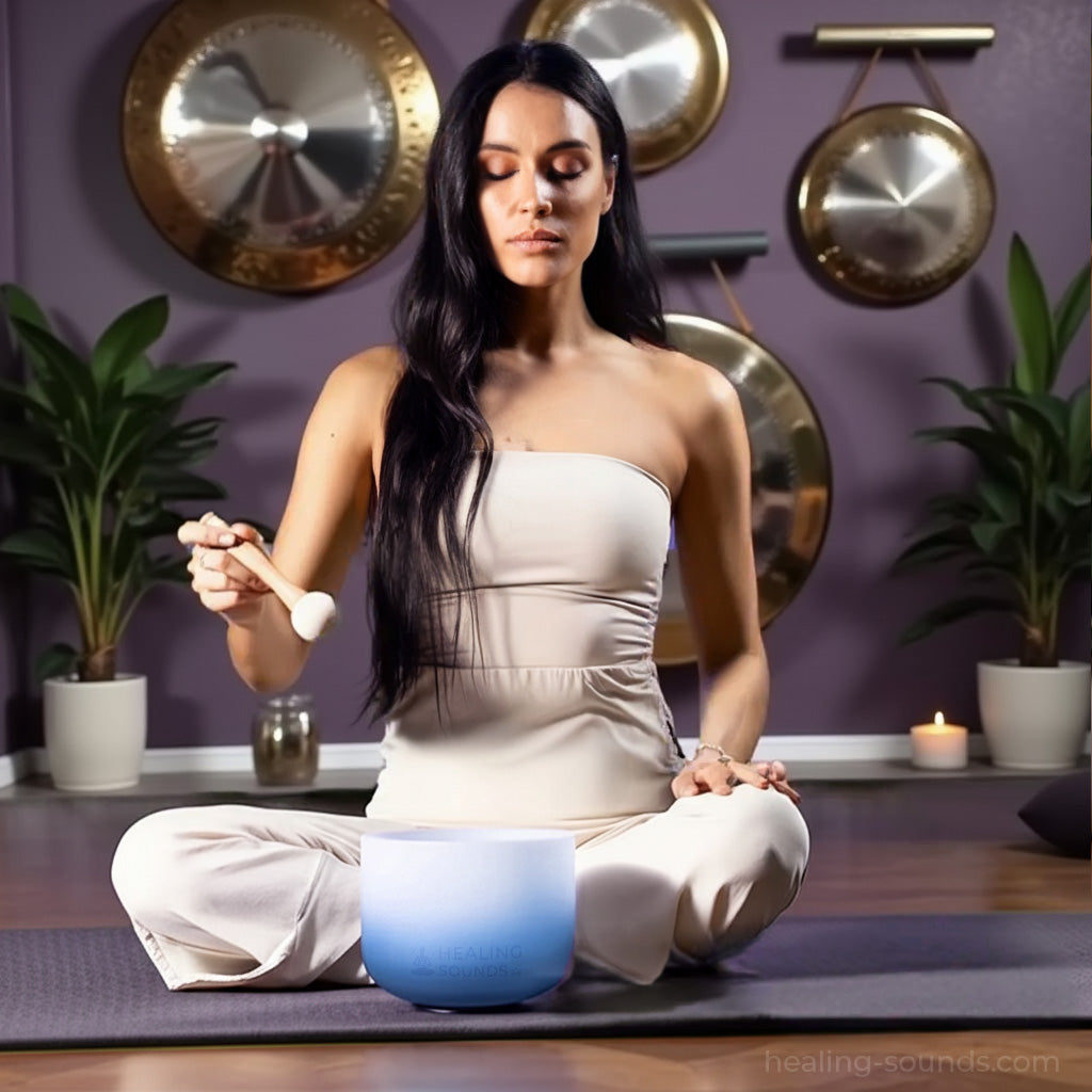 Kristallklangschale - Meditationsschale für das Halschakra mit G-Note