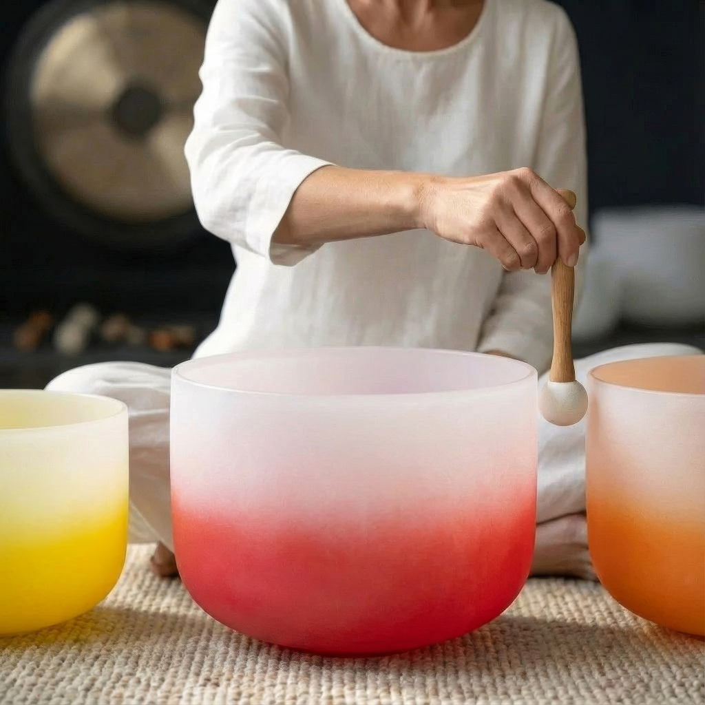 Aria Gradient Chakra Kristall-Klangschalen-Set für Meditation