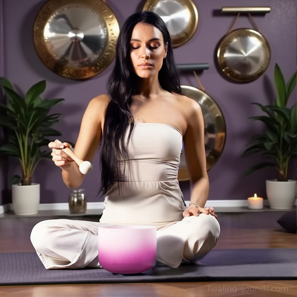 Kristallklangschale - Meditationsschale mit B-Note für das Kronenchakra