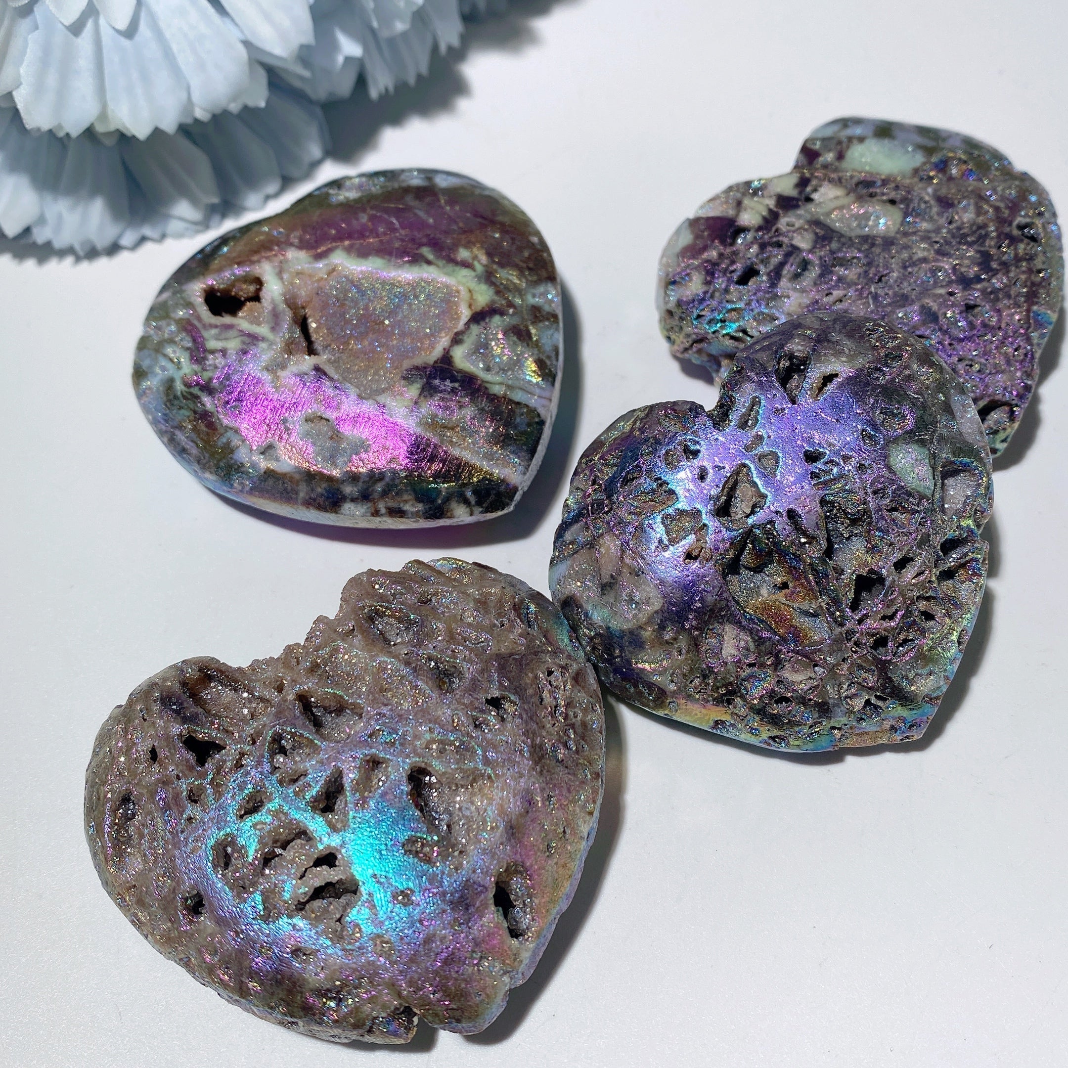 Aura Druzy Zinc Heart Crystal 1.5-2.5 Inch Healing Stone