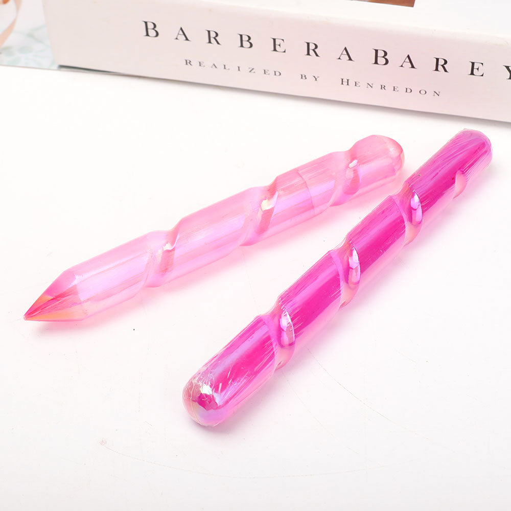 Aura Pink Spiralkristall Selenit Zauberstab 6-Zoll-Heilung