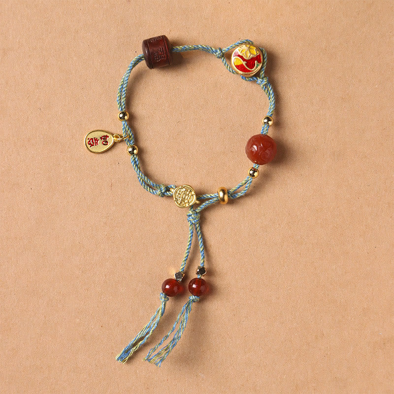 Glücksbringer-Armband aus Hetian-Jade mit Fu-Charakter