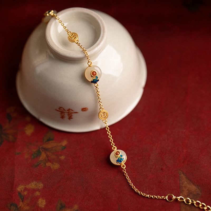 Glücksarmband aus Jade mit glückverheißenden Wolken für Wohlstand