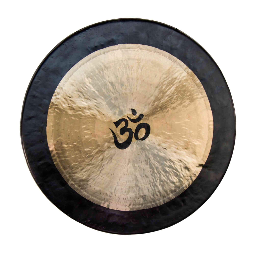 Circular gong featuring an Om symbol, perfect for meditation and relaxation