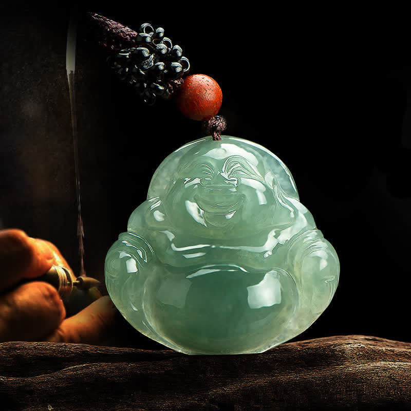 Lachender Buddha Jade Halskettenanhänger | Fülle & Glück