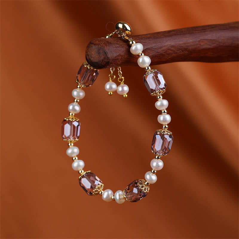 Amethyst-Perlen-Peace-Heilungsarmband, 14–16 cm Handgelenk