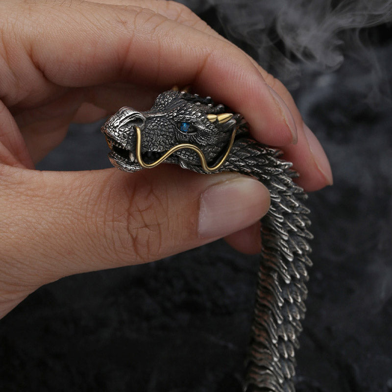 Nordischer Drache, handgefertigtes Glücks- und Schutzkettenarmband