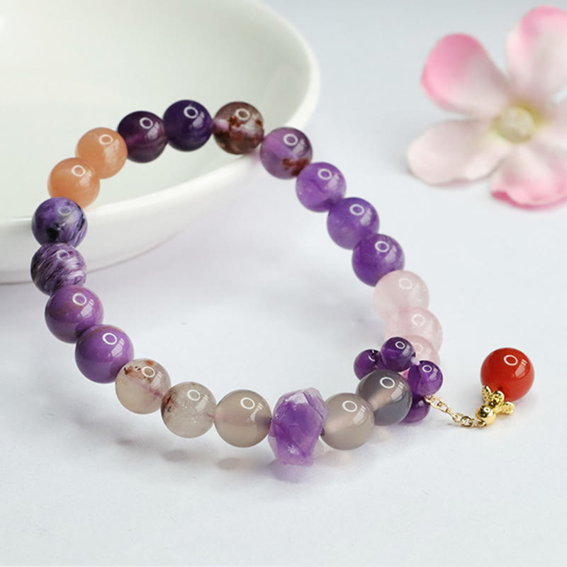 Amethyst Inner Peace Heilungsarmband 7-8mm Perlen