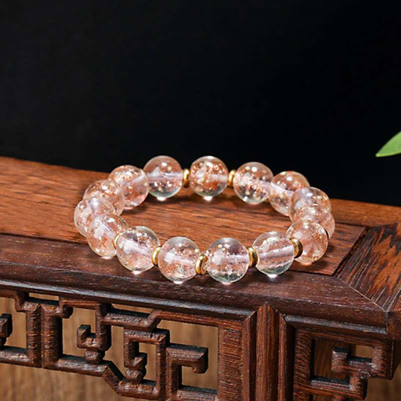 Gold Swallowing Beast Luminous Liuli Glass 12mm Bracelet