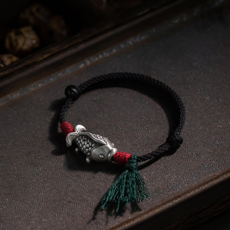 15.5-16cm Sterling Silver Koi Fish Luck Bracelet for Success
