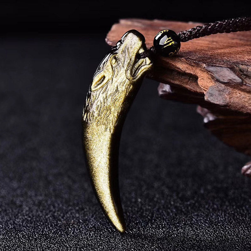 Halskette mit Anhänger „Stärke“ aus mehrfarbigem Obsidian