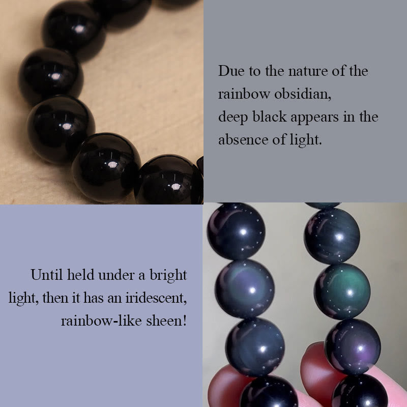 10 mm Regenbogen-Obsidian-Heilungs-Transformationsarmband