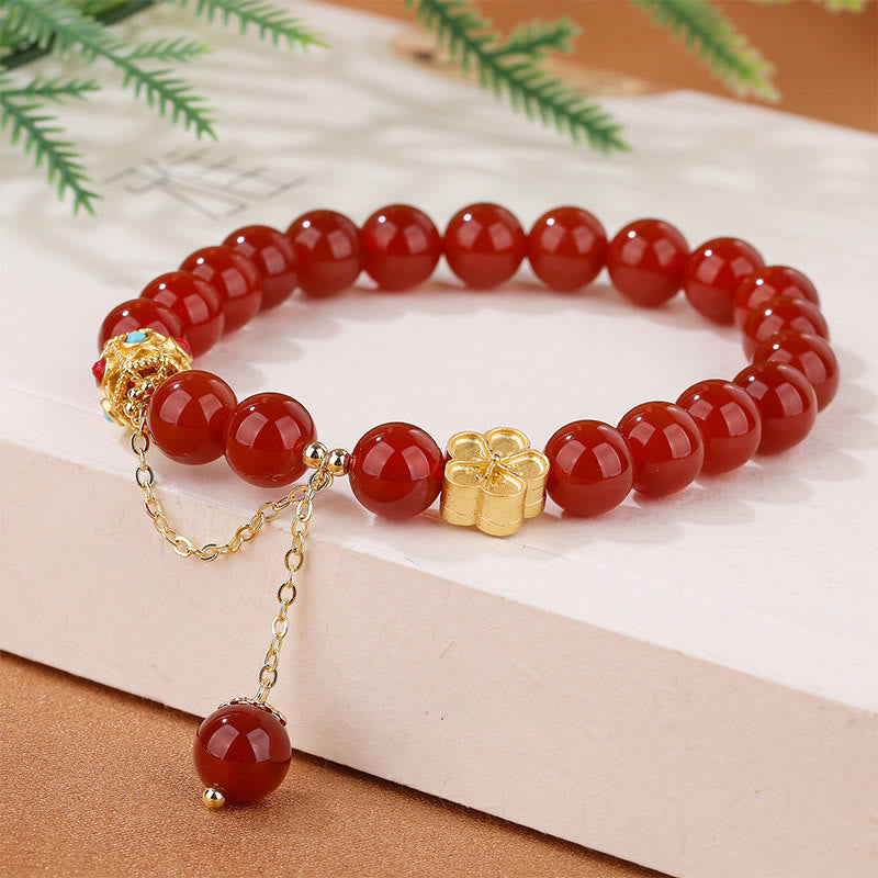 8 mm rotes Achat-Armband mit weißem Achat zur Selbstakzeptanz
