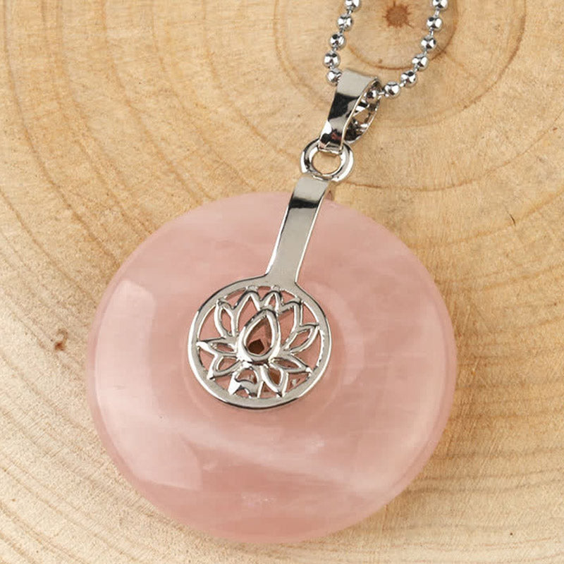 Verschiedene Kristalle Amethyst Pink Lotus Heilung Halskette