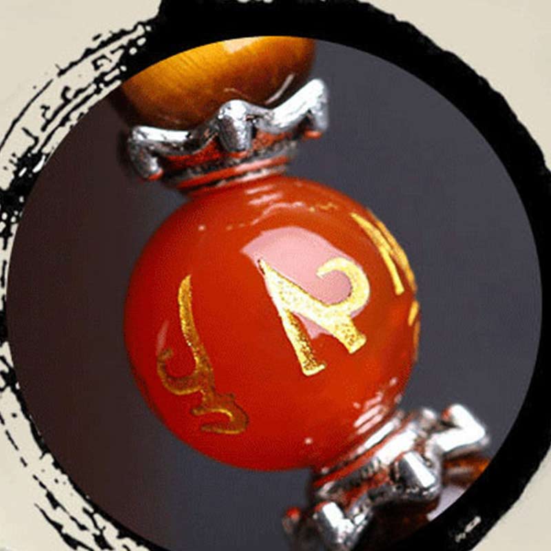 Armband mit 108 Perlen aus schwarzem Obsidian und Tigerauge, chinesisches Sternzeichen