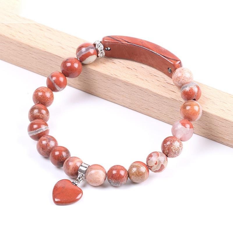 Natural Quartz Love Heart Healing Beads Bracelet 8mm