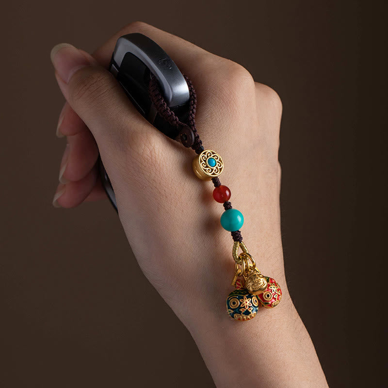 Gold Schluckendes Tier Familie Glück Schlüsselanhänger für spirituellen Reichtum