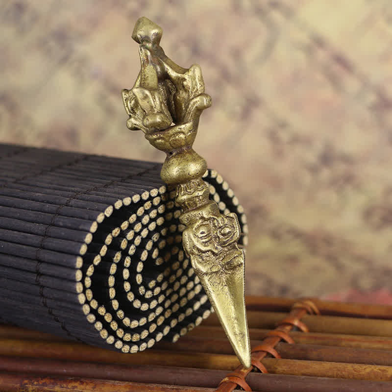 Tibetisches Kupfer Vajra Dorje Meditationsdekor 8,5 cm