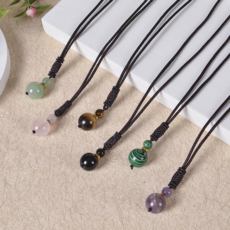 Unisex-Jade-Halskette, 70 cm, mit Tigerauge- und Amethyst-Perlen