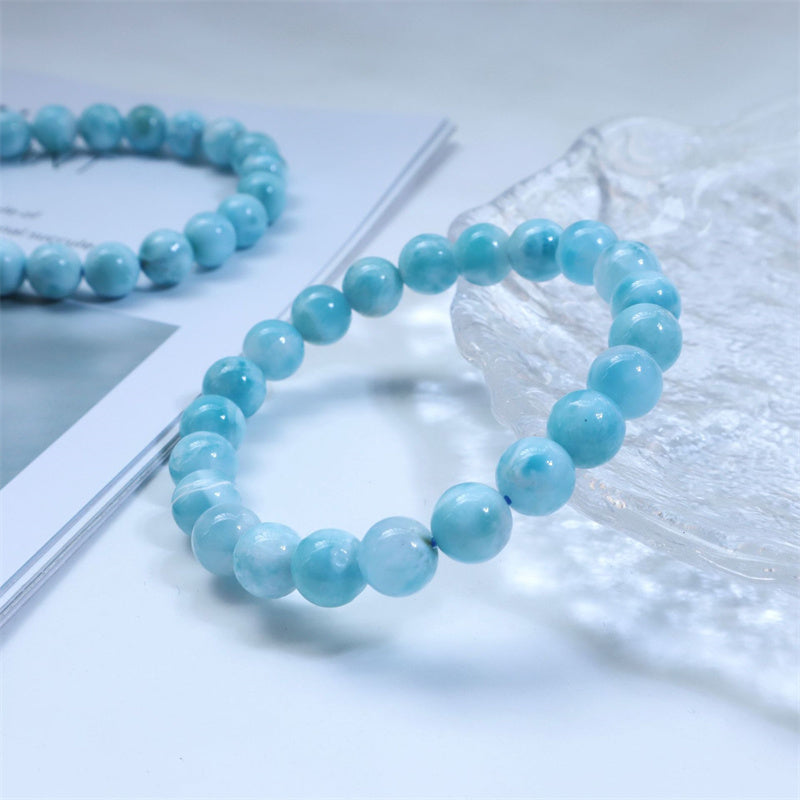 Larimar Weisheits-Vertrauensarmband 8mm Naturstein