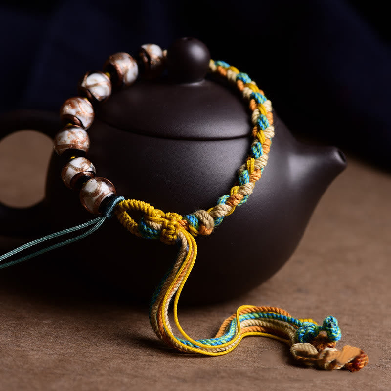 Multicolored Liuli Glass Spiritual Bead Bracelet Unisex