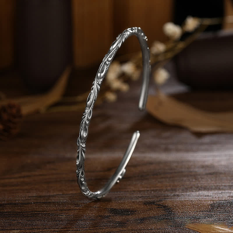 925 Sterling Silver Vine Engraved Protection Bracelet
