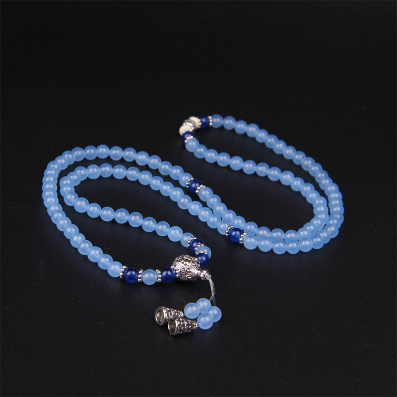 108 Perlen Blauer Kristall Edelstein Mala Armband 6mm Heilung