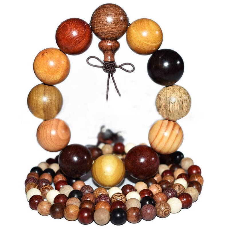 Mala-Armband aus Wengeholz mit 108 Perlen für Meditation und Balance