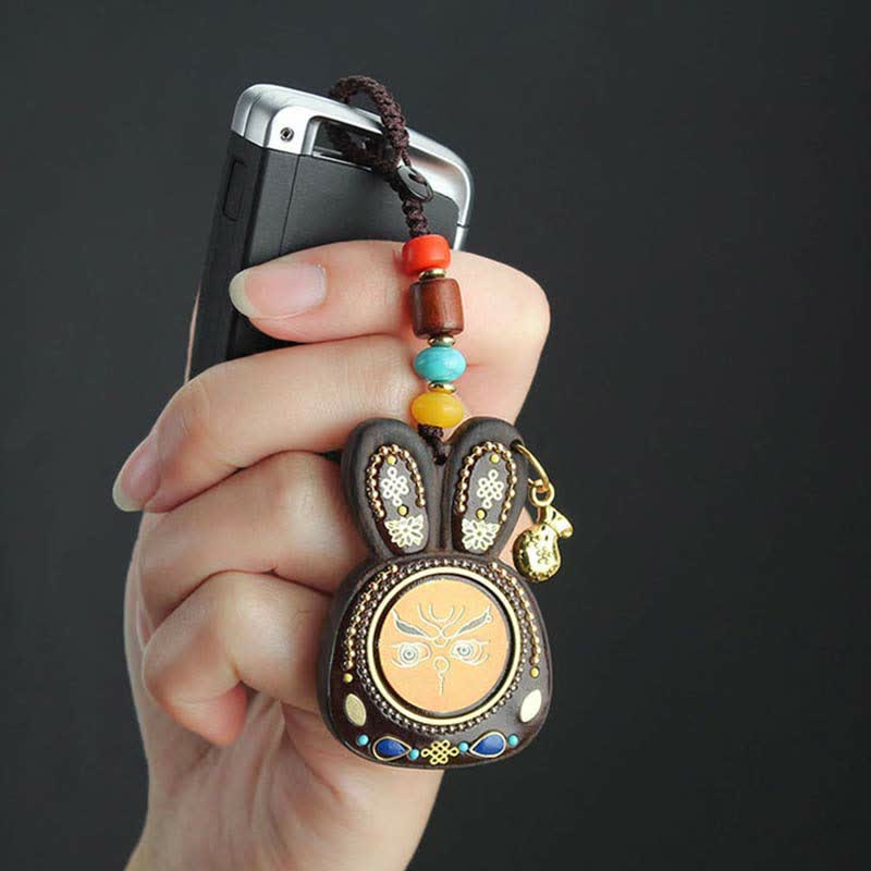 Ebenholz Fünf Gott des Reichtums Thangka Schlüsselanhänger spirituellen Schmuck