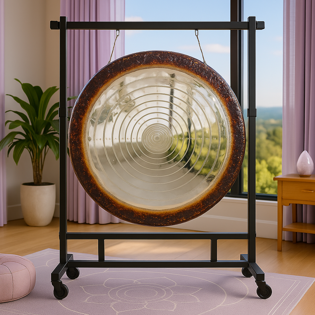Leuchtendes Gong-Instrument zur Klangheilung