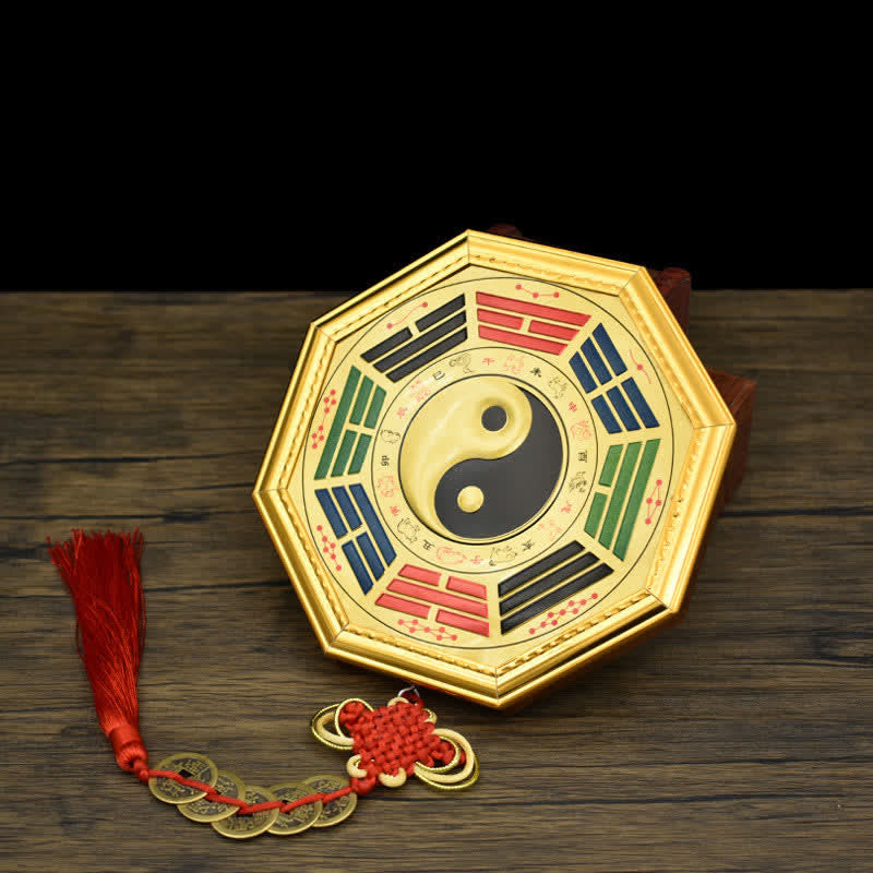 Bagua-Karte, Feng Shui, Energieausgleich, mit fünf Kaisermünzen, 17,5 cm